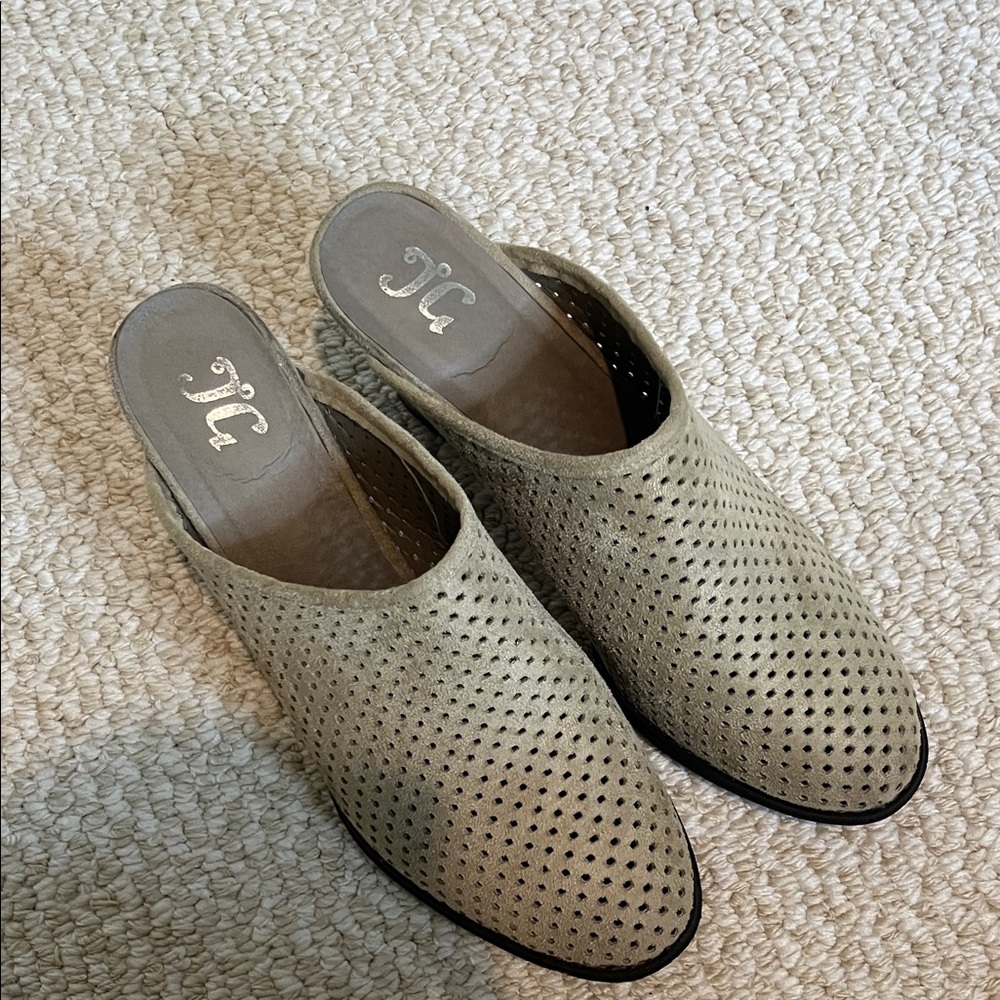 Stylish Beige Perforated Mules